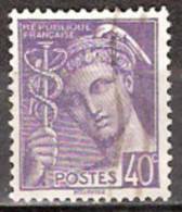 Timbre France Y&T N° 413 (4) Obl.  Type Mercure.  40 C. Violet. Cote 0,15 € - 1938-42 Mercure