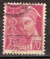 Timbre France Y&T N° 416 (4) Obl.  Type Mercure.  70 C. Lilas-rose. Cote 0,30 € - 1938-42 Mercure