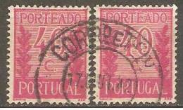 PORTUGAL (PORTEADO) - 1940.  Valor Ladeado De Ramos  40 C.  D. 14  (2 Selos Com Mesmo Carimbo)  (o) MUNDIFIL  Nº 58 - Used Stamps