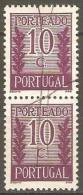 PORTUGAL (PORTEADO) - 1940.  Valor Ladeado De Ramos»  10 C.  D. 12 3/4  (PAR)   (o)  MUNDIFIL  Nº 55a - Usado