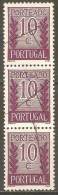 PORTUGAL (PORTEADO) - 1940.  Valor Ladeado De Ramos  10 C.  D. 12 3/4  (TIRA)   (o)  MUNDIFIL  Nº 55a - Used Stamps