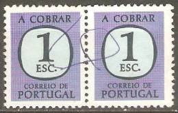 PORTUGAL  (PORTEADO) - 1967-1984.  Legenda «A COBRAR»  1 E.   (PAR)  (o)  MUNDIFIL  Nº 72 - Usati