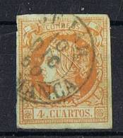 Sello 4 Cuartos Isabel II 1860, Fechador BEJAR (Salamanca), Num 52 º - Gebruikt