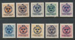 Sweden 1916 Facit # 105-114,  Set Of 10, Complet, Landstorm  I, Surcharge On Reprint Of Numeral Types, MNH - Unused Stamps