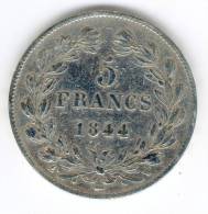 5 Francs Argent , Louis-Philippe Ier 1844 W (second Type), Le I Est Plus éloigné - J. 5 Francs