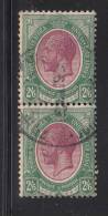 South Africa Used Scott #13 2sh6p George V - Vertical Pair With Perf Separation (approx. Halfway Across) - Used Stamps