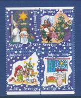 Sweden 1991 Facit # 1712-1715. Christmas Post Se-tenant Block Of 4 From Booklet H421, MNH (**) - Ongebruikt