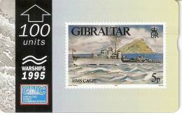 Nº 40 TARJETA DE GIBRALTAR DE UN SELLO CON UN BARCO 100 UNITS  NUEVO-MINT (STAMP-SHIP) - Gibilterra