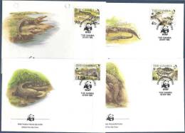 1984 GAMBIE 510-13 ** Reptiles, Crocodiles, WWF, 4 FDC - Gambie (1965-...)