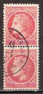 Timbre France Y&T N° 676 (paire) Obl.  Type Cérès De Mazelin.  1 F. Rose-rouge. Cote 0,30 € - 1945-47 Ceres Of Mazelin