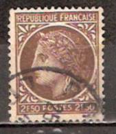 Timbre France Y&T N° 681 (2) Obl.  Type Cérès De Mazelin.  2 F 50. Brun. Cote 0,15 € - 1945-47 Cérès De Mazelin