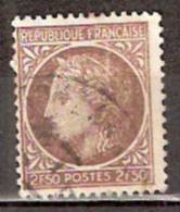 Timbre France Y&T N° 681 (3) Obl.  Type Cérès De Mazelin.  2 F 50. Brun. Cote 0,15 € - 1945-47 Cérès De Mazelin