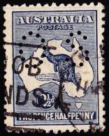 AUSTRALIE AUSTRALIA Timbre De Service Obl Canc YT TS 4 Perfor OS Type II  Carte Et Kangourou 2½ P Bleu - Servizio