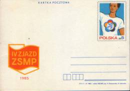 Poland-Postal Stationery Postcard 1985- IV World Congress Of Youth-unused - UNICEF