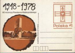 Poland-Postal Stationery Postcard 1978-60 Anniversary Of The Greater Poland Uprising-unused - WW1 (I Guerra Mundial)