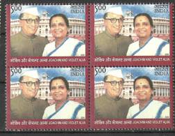 INDIA,  2008,  Birth Anniversary Of Joachim And Violet Alva, (Nationalists And Journalists), Block Of 4,  MNH, (**) - Unused Stamps