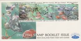 New Zealand 1993 Fish Stamp Booklet  FDC - FDC