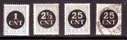 Netherlands  1923 Mino 61-63MH*, 64 Cancelled (o) - Taxe