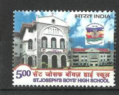 INDIA, 2008, 150th Anniversary Of St Joseph´s Boys Higher Secondary School,Bangalore,  Education, Cross,  MNH, (**) - Unused Stamps