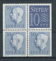 Sweden 1957 Facit # 395, 416.  Gustaf VI Adolf, Type II, Type RH, 4-block From Booklet HA 6, Se Scann, MNH (**) - Neufs