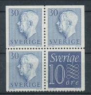 Sweden 1957 Facit # 395, 466. Gustaf VI Adolf, Type II, Type OH, 4-block From Booklet HA 6, Se Scann, MNH (**) - Unused Stamps