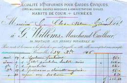 Bruxelles - 1886 - G. Willems - Marchand-tailleur - Spécialités D'uniformes Pour Gardes - Textile & Clothing