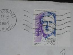 IMPRESSION DU TIMBRE DANS LA MARGE - LOUVRES VAL D OISE - SUR YT 2634 BORD DE FEUILLE - DE GAULLE - - Storia Postale