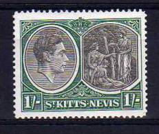 St Kitts Nevis - 1943 - 1 Shilling Definitive (Perf 14 Ordinary Paper) - MH - St.Christopher, Nevis En Anguilla (...-1980)