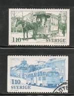 SWEDEN - 1977  - TRANSPORTATION - TRAMS - TRANWAYS - TRANVIAS - Yvert # 980/1 - USED - Gebraucht