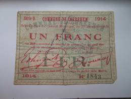 Pas-de-Calais 62 Corbehem , 1ère Guerre Mondiale 1 Franc - Notgeld