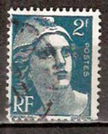 Timbre France Y&T N° 713 (03) Obl.  Marianne De Gandon.  2 F. Vert. Cote 0,15 € - 1945-54 Marianne Of Gandon