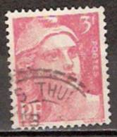 Timbre France Y&T N° 716 (4) Obl.  Marianne De Gandon.  3 F. Rose. Cote 0,15 € - 1945-54 Marianne De Gandon