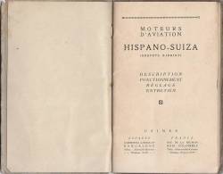 Moteurs  D\´aviation   HISPANO SUIZA -  Livret  Description  Fonctionnement  Réglage  Entretien  - Brevets  BIRKIGT - Aviación