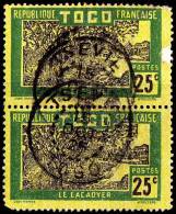 TOGO CAD Obl Cancel Stempel TSEVIE 15-10-1925 S/ Paire Verticale YT 131 : 25c (vert S. Jaune) Cacaoyer - Used Stamps
