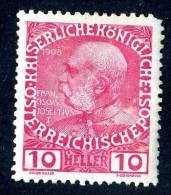 711  Austria 1908  Mi.#144  (**) - Unused Stamps