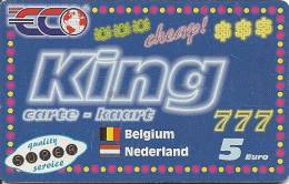 CARTE PREPAYEE-BELGE-5€-KING--T BE - Cartes GSM, Recharges & Prépayées