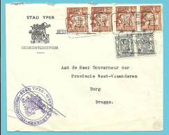 572+762 Op Brief "Gemeentebestuur" Per EXPRES Met Telegraafstempel IEPER - 1948 Exportation