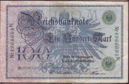 Germania Banconota 100 Mark Anno 1908 Circolata Serie K4966698 - 100 Mark