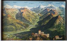 CP Suisse Mesocco  Wehrli Nom Des Montagnes Plan Panorama Chateau Voyagé 1934  Timbre Guibiasco - Mesocco