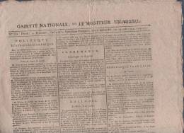 GAZETTE NATIONALE MONITEUR UNIVERSEL 19 08 1794 - ETATS UNIS - HOLLANDE - ECOLE DE MARS - OLLIOULES - NIMES ... - Zeitungen - Vor 1800