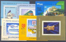 Romania Trains,birds,airplanes 6 Mini Sheets MNH ** - Other & Unclassified