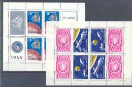 Romania Cosmos 2 Mini Sheets 1969,1975 MNH ** - Sonstige & Ohne Zuordnung