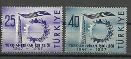 Turkey; 1957 10th Anniv. Of Turkish-American Collaboration (Complete Set) - Ongebruikt