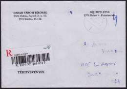 AR Letter + Registered ATM Label By POST OFFICE SCHOOL - DABAS Tribunal Official Letter - Envelope - 2013 - Hungary - Machine Labels [ATM]