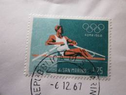 Republica Di  Marino  Saint-Marin Lettre Cover—>Rapperswil Suisse: Timbre Jeux Olympiques De Rome 1960 Aviron - Brieven En Documenten