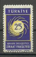 Turkey; 1959 25th Anniv. Of The Agriculture Faculty Of Ankara University - Neufs