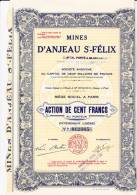 LOT DE 4 ACTIONS DES MINES D'ANJEAU ST FELIX --1938 - Bergbau