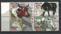 Cow Parade: (Paloma Torres,Via Lactea,Vaca Dando Luz,etc) BLOC DE 4  T-p Neufs ** - Vaches