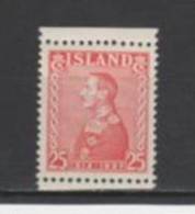 (SA0583) ICELAND, 1937 (25th Anniversary Of The Reign Of Christian X, 25a., Red). Mi # 191. MNH** Stamp - Neufs