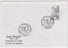 France Cover Jean Monnet 1888 - 1988 Exhibition Sindelfingen 28-30/10 1988 - Covers & Documents